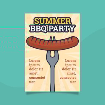 Flat Retro BBQ Poster Template vector