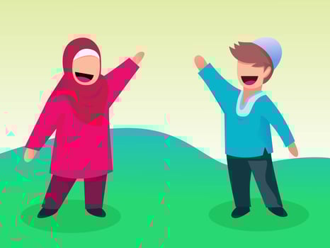 Cute Muslim Children	 vector