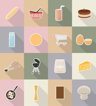 food and objects flat icons vector illustration