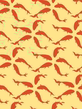 Fish seamless pattern. Underwater marine life background vector