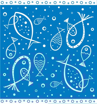 Fish seamless pattern. Underwater marine life background vector