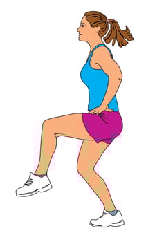 Elegant woman silhouette doing fitness exercise. Fitness club girl vector