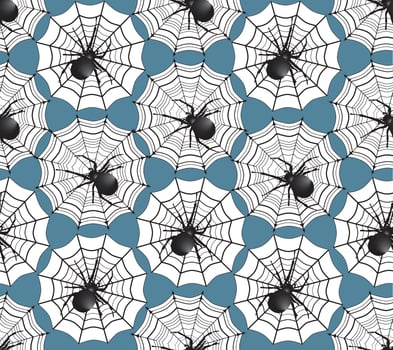 Halloween seamless pattern. Holiday background with spider, web vector