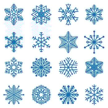 Snowflake set. Snow icons. Winter holiday sign. Christmas symbols vector