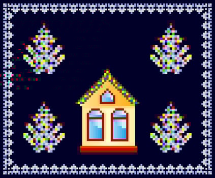 House decorated for Christmas vector