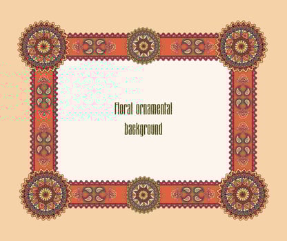 Oriental floral frame. Ornamental border. Mosaic background vector