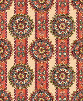 Oriental floral seamless pattern. Geometric ornamental background. vector