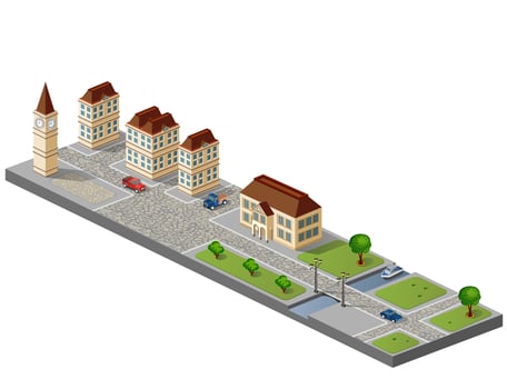 Town in isometric vector