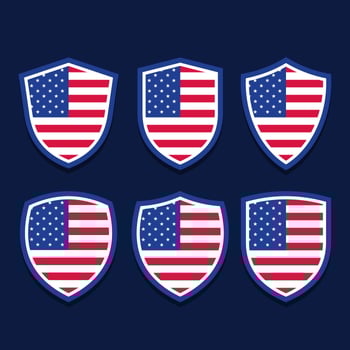 American Patriotic Flag Shield Stars Stripes Element Set vector
