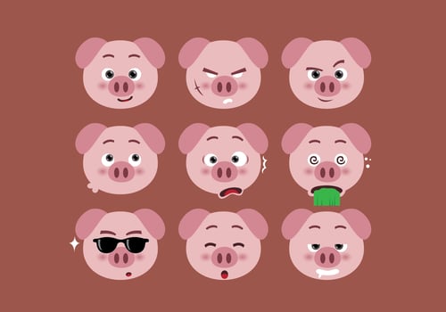 Pig Faces Expression Set vector