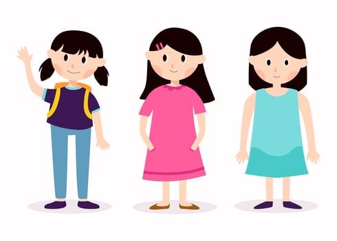 3 Girl Characters vector
