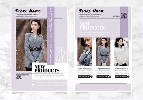 Vector Purple Fashion Flyers Templates