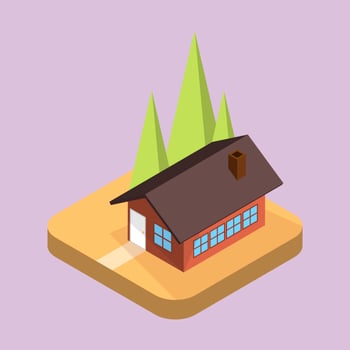 Flat Simple Isometric House Vector Illustration