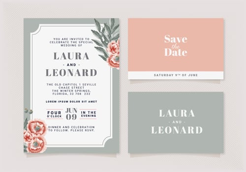 Vector Floral Wedding Invitation Template
