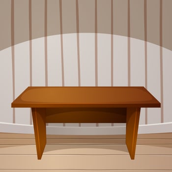 Cartoon room. Wooden table. vector illustration