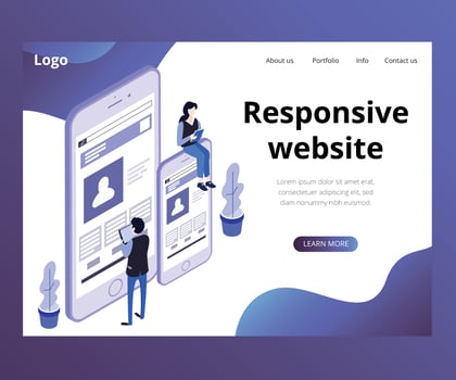 Isometric Artwork Concept of Responsive Website vector