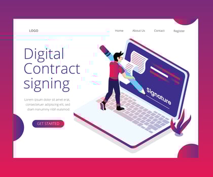 Isometric Artwork Concept of Digital Contract Signing  vector