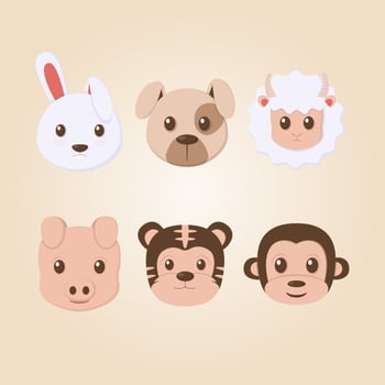 Animal Faces Collection vector