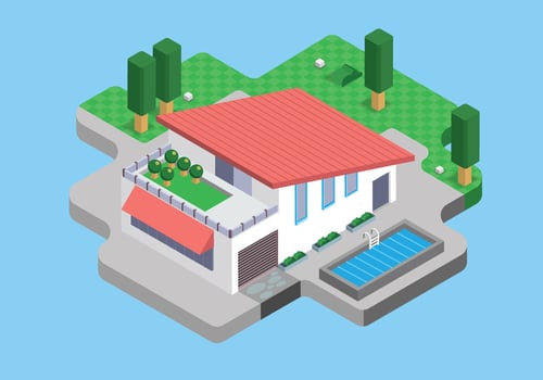 Modern Minimalist House Isometric Vector