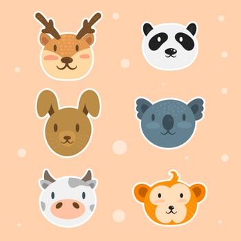  Animal Face Sticker  vector
