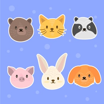  Animal Face Sticker  vector