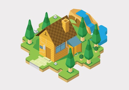 Village House Vector Isometric Illustration