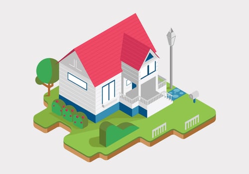 White Cottage House Vector Isometric Illustration