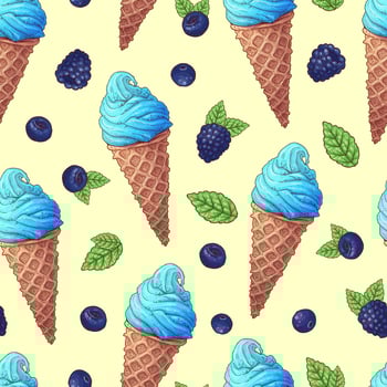 Seamless pattern of Ice cream cone vector illustration