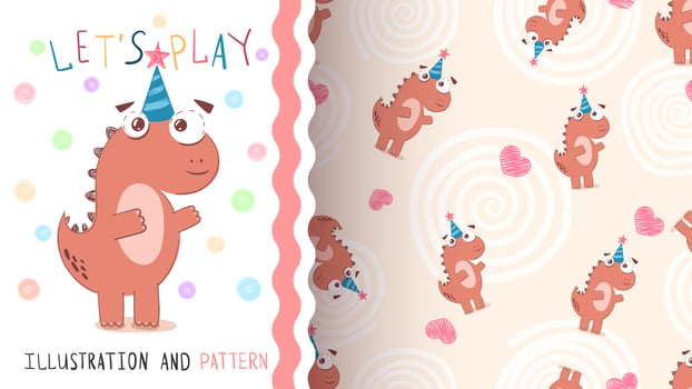 Happy Birthday dinosaur - seamless pattern vector
