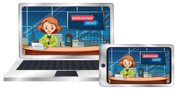 Live breaking news on devices vector