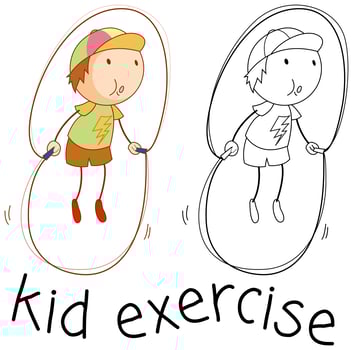 Doodle boy skipping rope vector