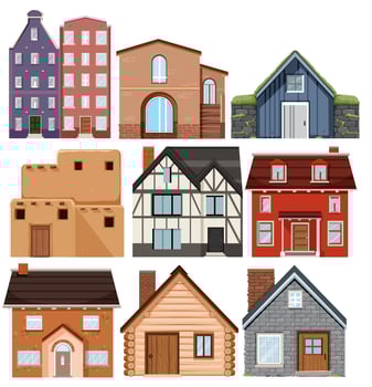 Set of different culture houses vector