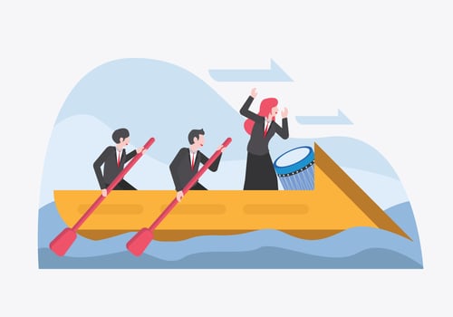 Leader Carrying Team To Achieve Corporate Goals Vector