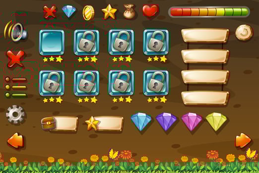 Game template with underground background vector