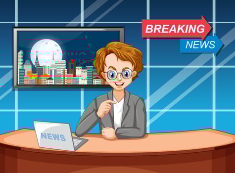 News reporter in studio vector