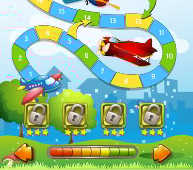 Game template with airplane background vector