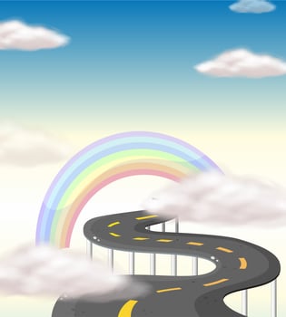 A long winding road going to the rainbow vector