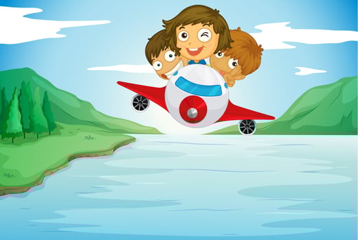 kids and aeroplane vector