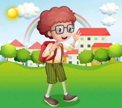 A boy going home from school vector