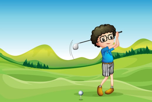 A  boy playing golf vector