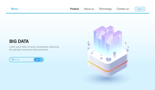 Isometric of Big data processing and data hosting server concept, datacenter, blockchain technology and cloud online storage Vector. vector