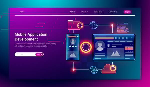 Mobile Application development concept, mobile programming coding multi platform, UI UX design and web development  Vector. vector