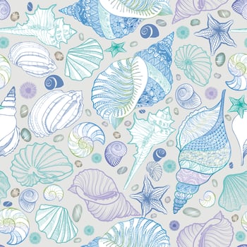 Seashell seamless pattern. Summer holiday marine background vector