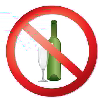 No alcohol drink sign. Prohibition icon. Ban liquor label vector