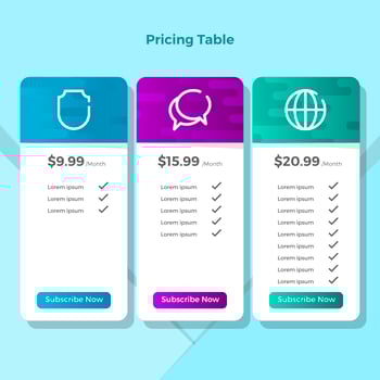 Flat Minimalist Pricing Table vector