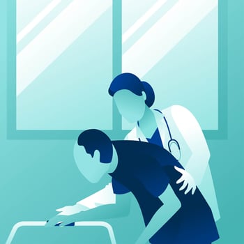 Female Doctor Helping Old Man vector