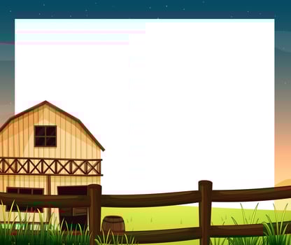 An empty template with a barnhouse and a fence vector