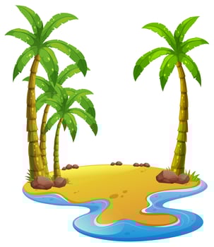 Island with coconut trees vector