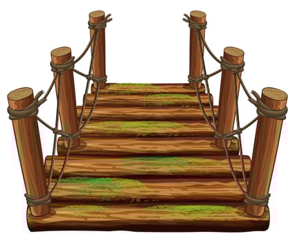 Wooden bridge with green moss vector