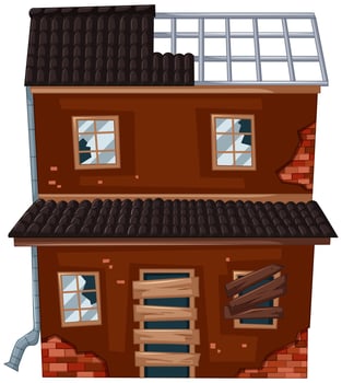 Old house with broken roof vector